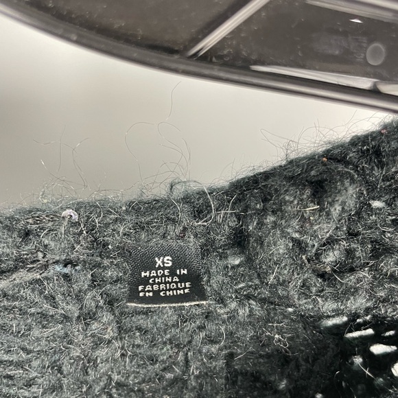 Anthropologie Knitted & Knotted Black Knit Sequin‎ Sunstitch 3/4 Sleeve Sweater - Picture 4 of 6